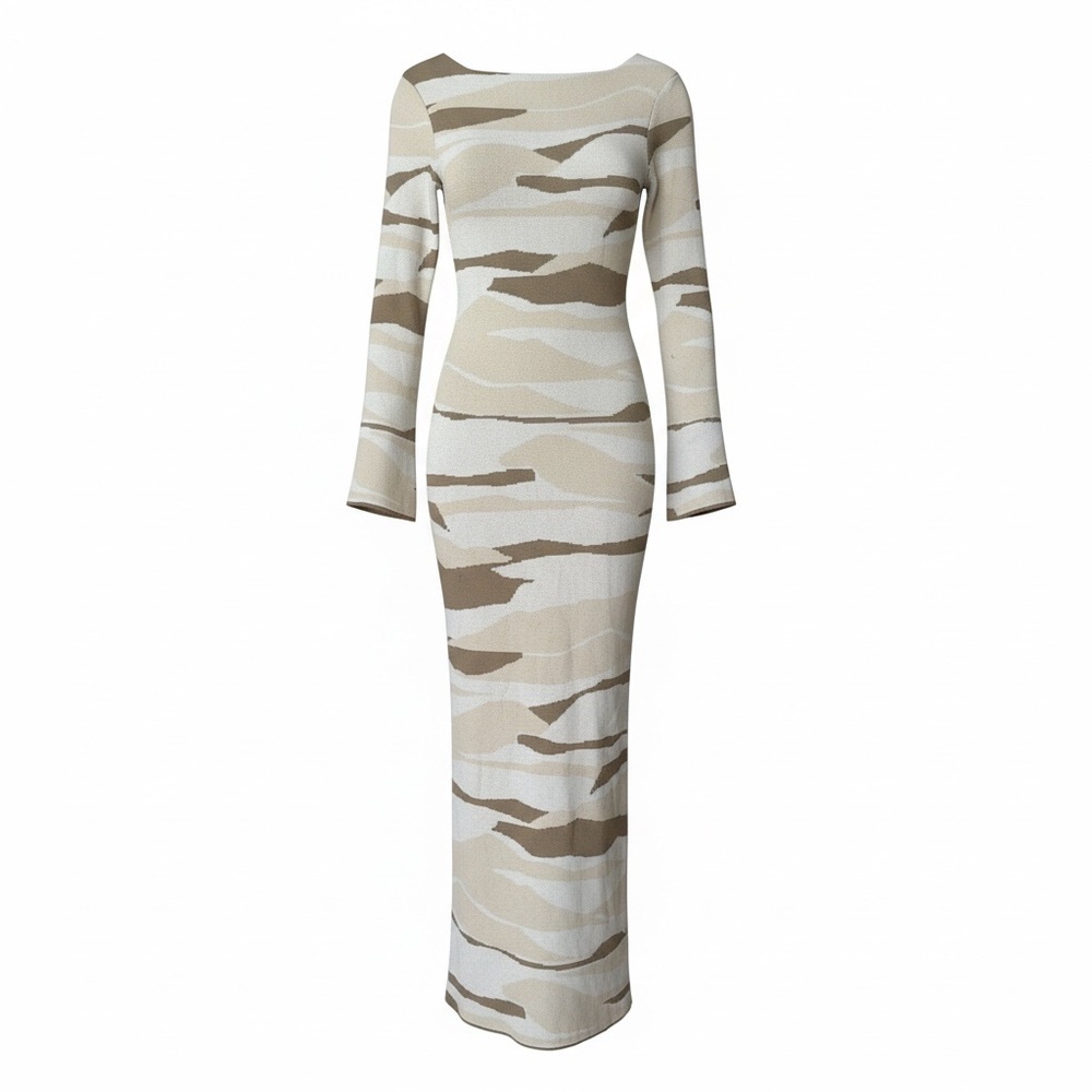 NA-KD Long Sleeve Camouflage Dress